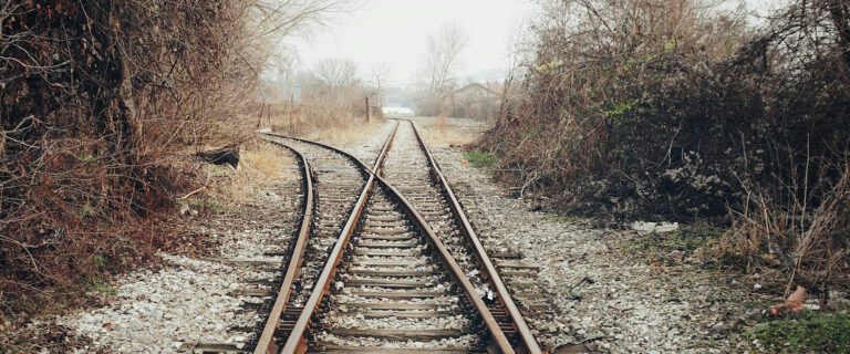 Railroad tracks diverge