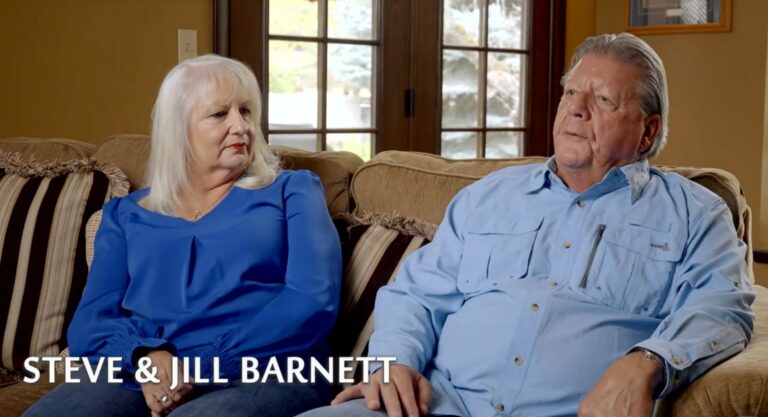 Steve and Jill Barnett sitting on a couch with their names listed on the image